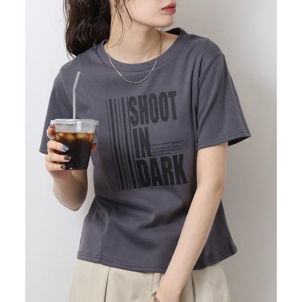 tシャツ ロゴプリントスリム半袖Tシャツ レディース