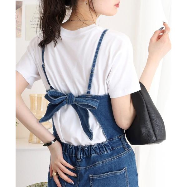 ジーンズ デニム デニムパンツ .works後リボンデニムコンビネゾン レディース