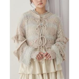 カーディガン fluffy border cardigan レディース