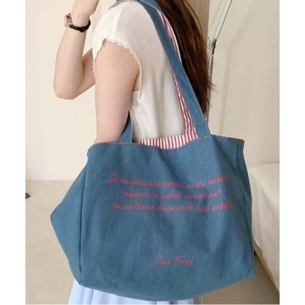 トートバッグ レタープリントリバーシブルトートバッグ レディース