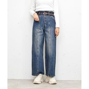 ジーンズ デニム デニムパンツ ストレートベルトパンツ レディース