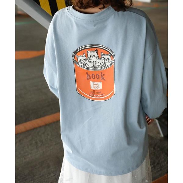 tシャツ HOOK -original-　ヴィンテージ風缶詰猫バックプリントTEE メンズ レディー...
