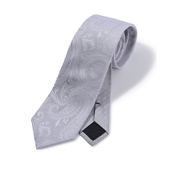 ネクタイ シャドーペイズリー×ドット柄シルクネクタイ