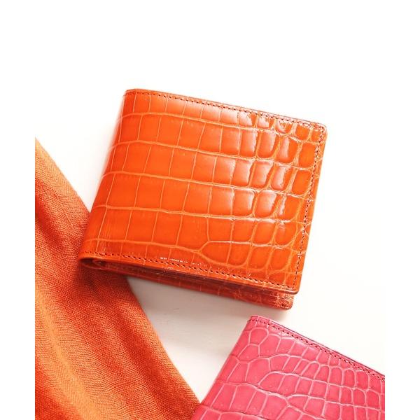 財布 クロコダイルレザー 二つ折り財布 日本製 シャイニング レディース メンズ