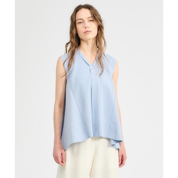 タンクトップ ノースリーブ ESTNATION / ジョーゼットコンビ Vネックニット「EXCLUS...