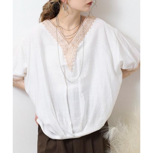 ブラウス シャツ Vネックパフプルオーバーブラウス レディース