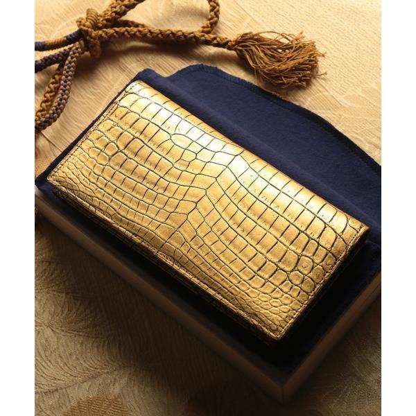 財布 クロコダイルレザー 長財布 金箔 KAZARIHAKU 日本製 無双 メンズ レディース