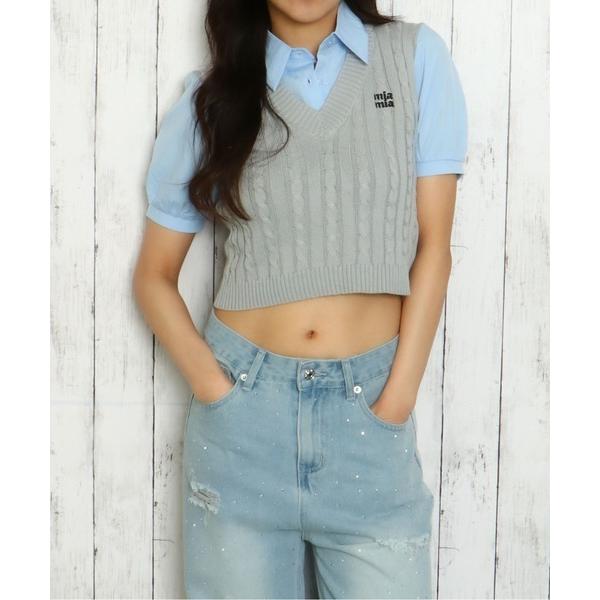 tシャツ 「レイヤード風×クロップド丈」レディース シャツベスト トップス トレンド風 スクールライ...