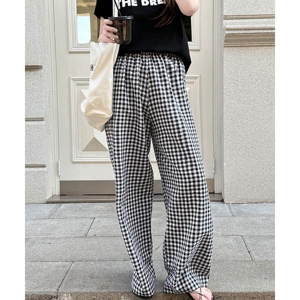 パジャマ ルームウェア 「選べる丈」ギンガムチェックルームウェアパンツ レディース