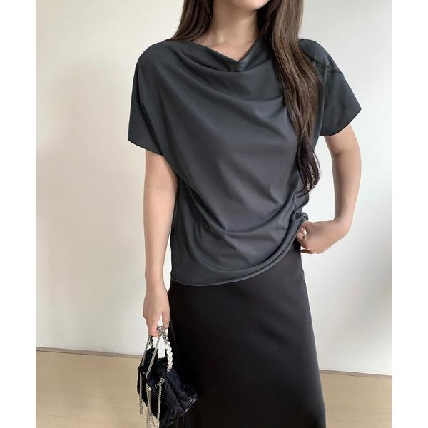 tシャツ ニュアンスネックフレンチスリーブTシャツ レディース