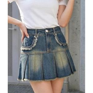 GYDA（ジェイダ） ハイウエストGG POKETプリーツデニムスカートライク