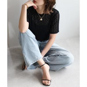 tシャツ 半袖 ストレッチレースTシャツ レディース