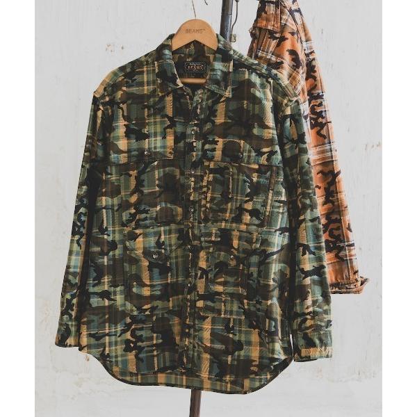 シャツ カモ オーバー プリント チェック アドベンチャー シャツ メンズ