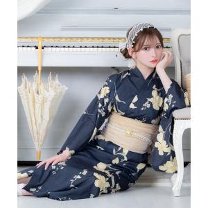 浴衣 浴衣 ワンピース セット セパレート アンティーク 百合 紺 ネイビー ゆかた3点セット 浴衣羽織 ワンピース 兵児帯 かわいい キャミワンピ