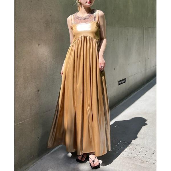 ワンピース MEDI LEATHER LIKE VOLUME CAMI DRESS