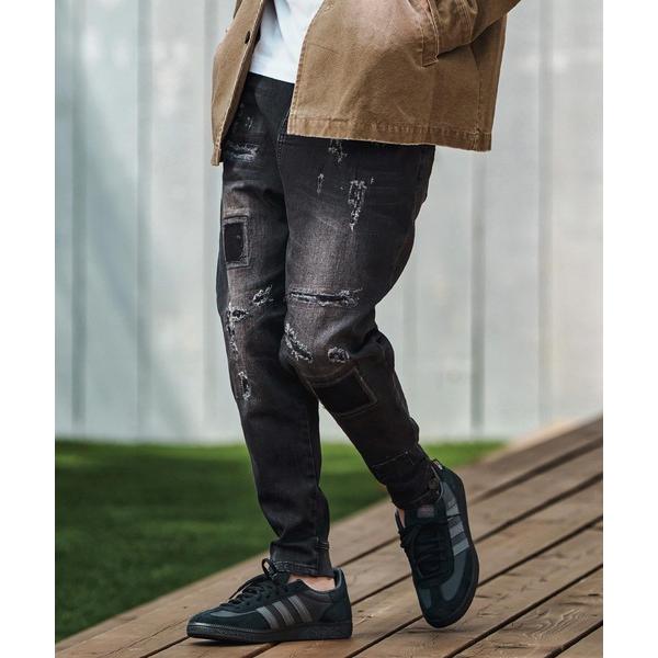 ジーンズ mp13800- Ribbed Back And Used Denim Pants デニム...