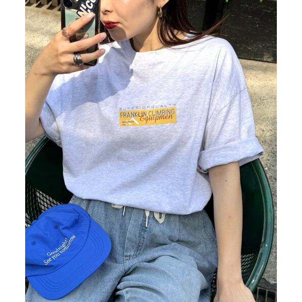 tシャツ 「Franklin Climbing」ユニセックスイエローロゴプリントTEE メンズ レデ...