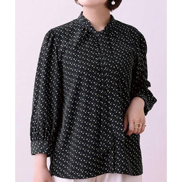 ブラウス シャツ ボウタイデザインプリントブラウス レディース