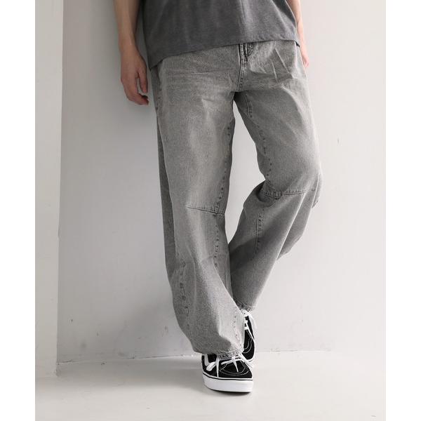 ジーンズ バックシャーリング　デニムワイドパンツ メンズ レディース