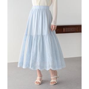 スカート 「新色追加 / 選べる着丈」コットンレースティアードスカート