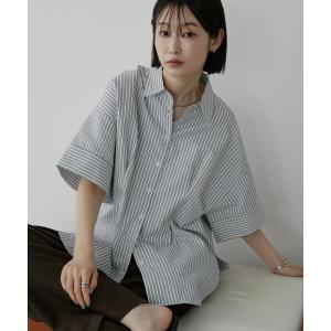 ブラウス シャツ フロントタックハーフスリーブシャツ レディース