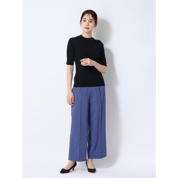 パンツ ココチよ タックワイドパンツ ウォッシャブル ストレッチ 無地 レディース