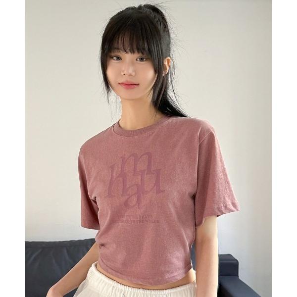 tシャツ 半袖 A'GEM/9 × .kom「muah muah/ムーアムーア」Cropped Ha...