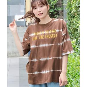 tシャツ ロゴ刺繍タイダイＴシャツ レディース