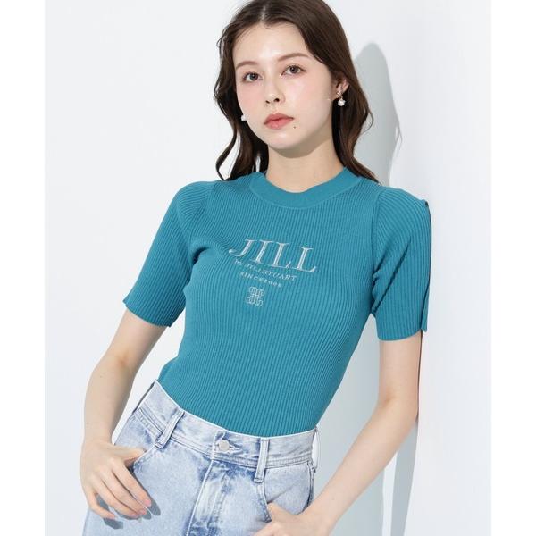 ニット セーター ロゴ刺繍コンパクトリブニット レディース