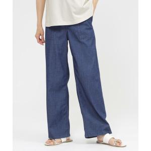 パンツ 「接触冷感」「ウォッシャブル」クールデニムベイカーパンツ レディース