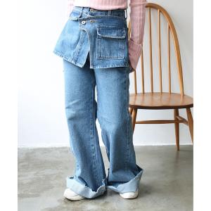 ジーンズ デニム デニムパンツ レイヤードデニムパンツ レディース