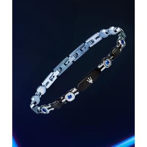 ブレスレット 「Maserati/マセラティ」サファイア - メンズ ブレスレット シルバー×ブラック メンズ