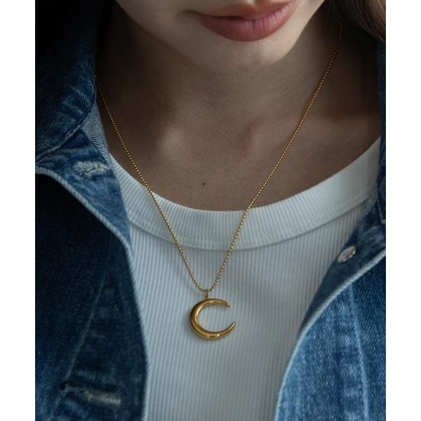 ネックレス 金属アレルギー対応 三日月モチーフ M ボールチェーンネックレス レディース