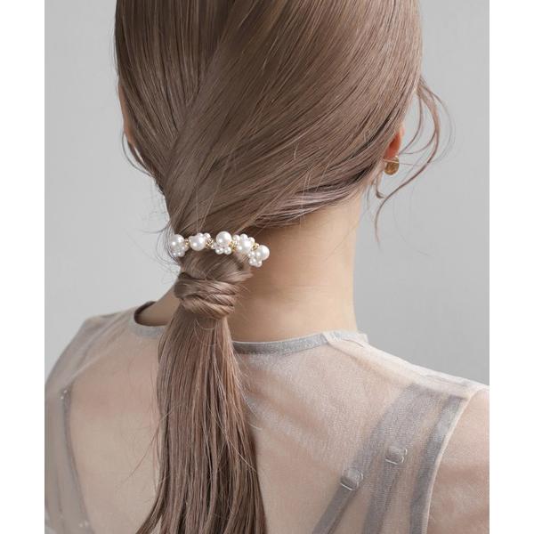 ヘアゴム パール×ビジューポニーフック