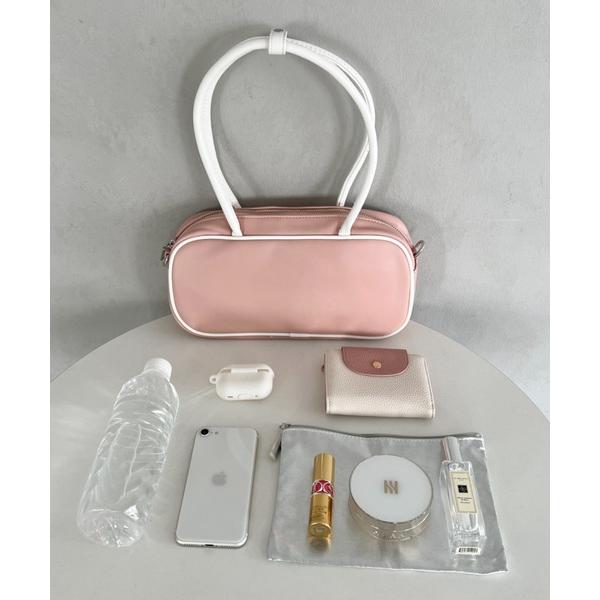 ハンドバッグ バイカラースクエアハンドバッグ 配色スポーティー2WAYバッグ ミニボストンバッグ