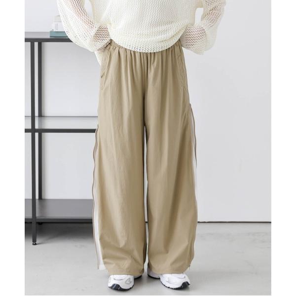 ワイドパンツ パンツ サイドラインWジップパンツ レディース