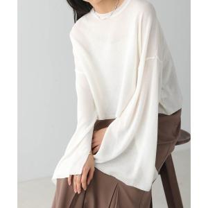 tシャツ 袖スリットシアーニットトップス レディース