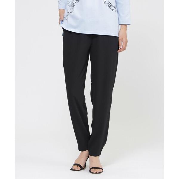 パンツ 「夏でもさらっと」「吸水速乾」「ウォシャブル」バックサテンジョーゼットイージーテーパードパン...