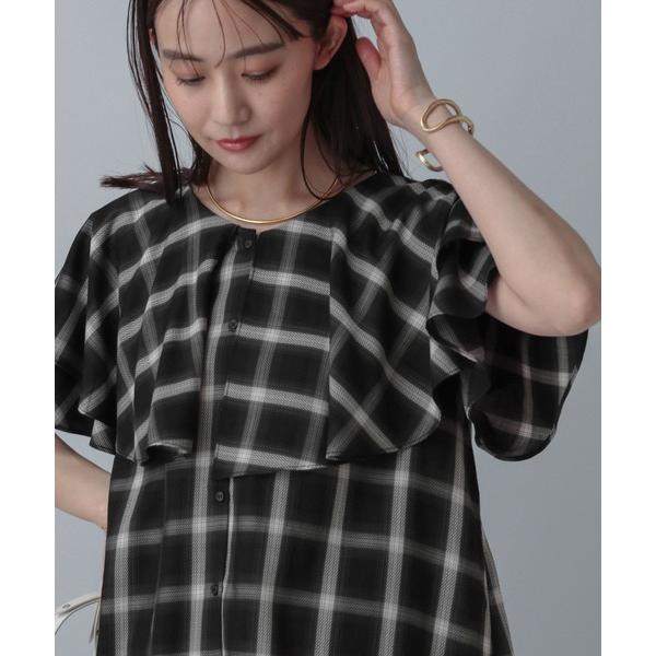 ブラウス シャツ MATINEE LINE/チェックフリルスリーブシャツ/495657 レディース