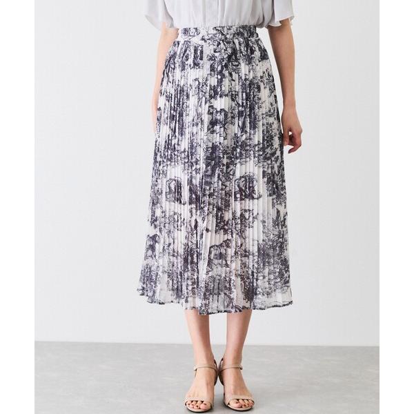スカート プリントプリーツスカート