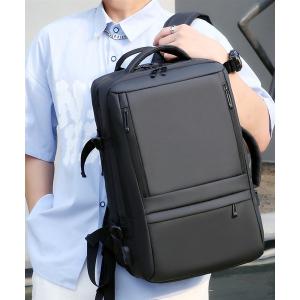 デイバック リュック 大容量 拡張できる 撥水素材USBポート付きバックパック/リュック メンズ レディース