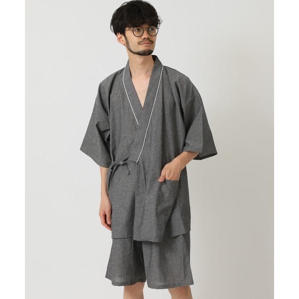 浴衣 涼感コットン 和装 甚平 上下2点セット メンズ