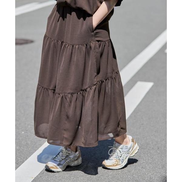 スカート パナマ風ティアードスカート