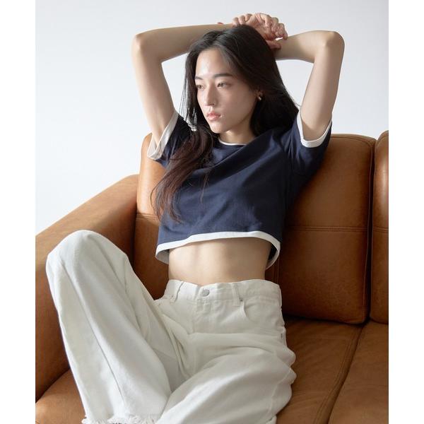 tシャツ 「MINERTE」fake layered cropped T-shirt / フェイクレ...