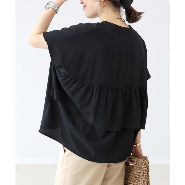 ブラウス シャツ エステルジョーゼットバックフリルフレンチブラウス レディース