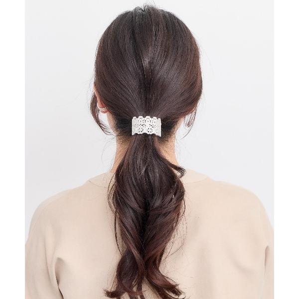 ヘアクリップ 透かしレースメタルフックポニー　ヘアカフ
