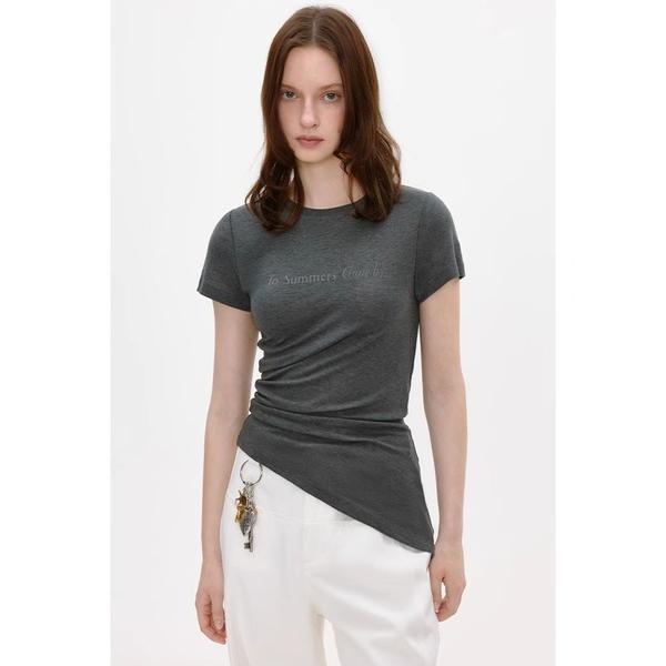 tシャツ レタリング アシンメトリーヘム 半袖Tシャツ FX25S230「Fano Studios」...