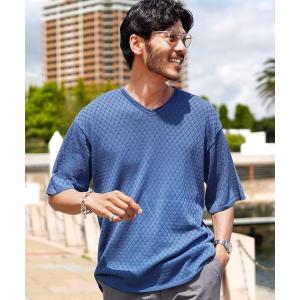 セーター ニット ダイヤ柄 ロールVネック ドライタッチ 半袖 サマーニット メンズ｜ZOZOTOWN Yahoo!店