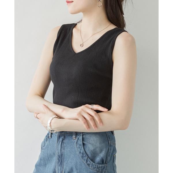 タンクトップ ノースリーブ 2WAYランダムリブタンクトップ レディース