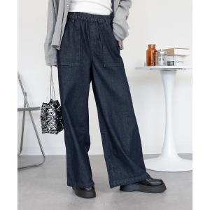 ワイドパンツ ジーンズ デニム デニムパンツ ハイウエスト イージーワイドデニム レディース